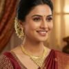 Traditional Gold-Finish Bridal Choker Necklace Set with Earrings
