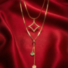 Elegant Dual-Layer Gold Geometric Drop Necklace