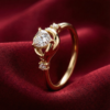Elegant Gold-Tone Twist Solitaire Ring