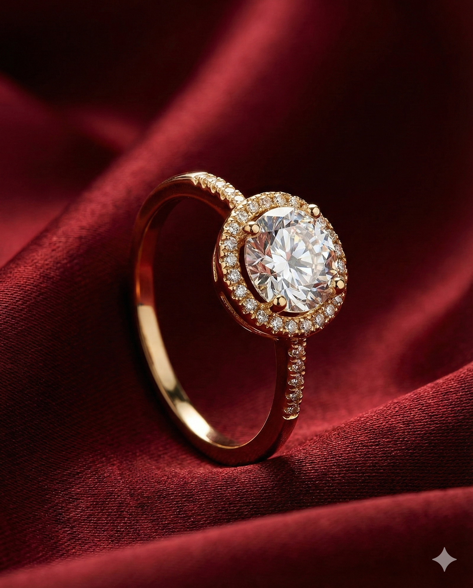 Classic Gold-Tone Halo Solitaire Ring