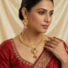 Classic Antique Gold Filigree Necklace Set with Jhumka Earrings
