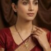 Traditional Gold-Tone Mangalsutra with Ruby Accent Pendant