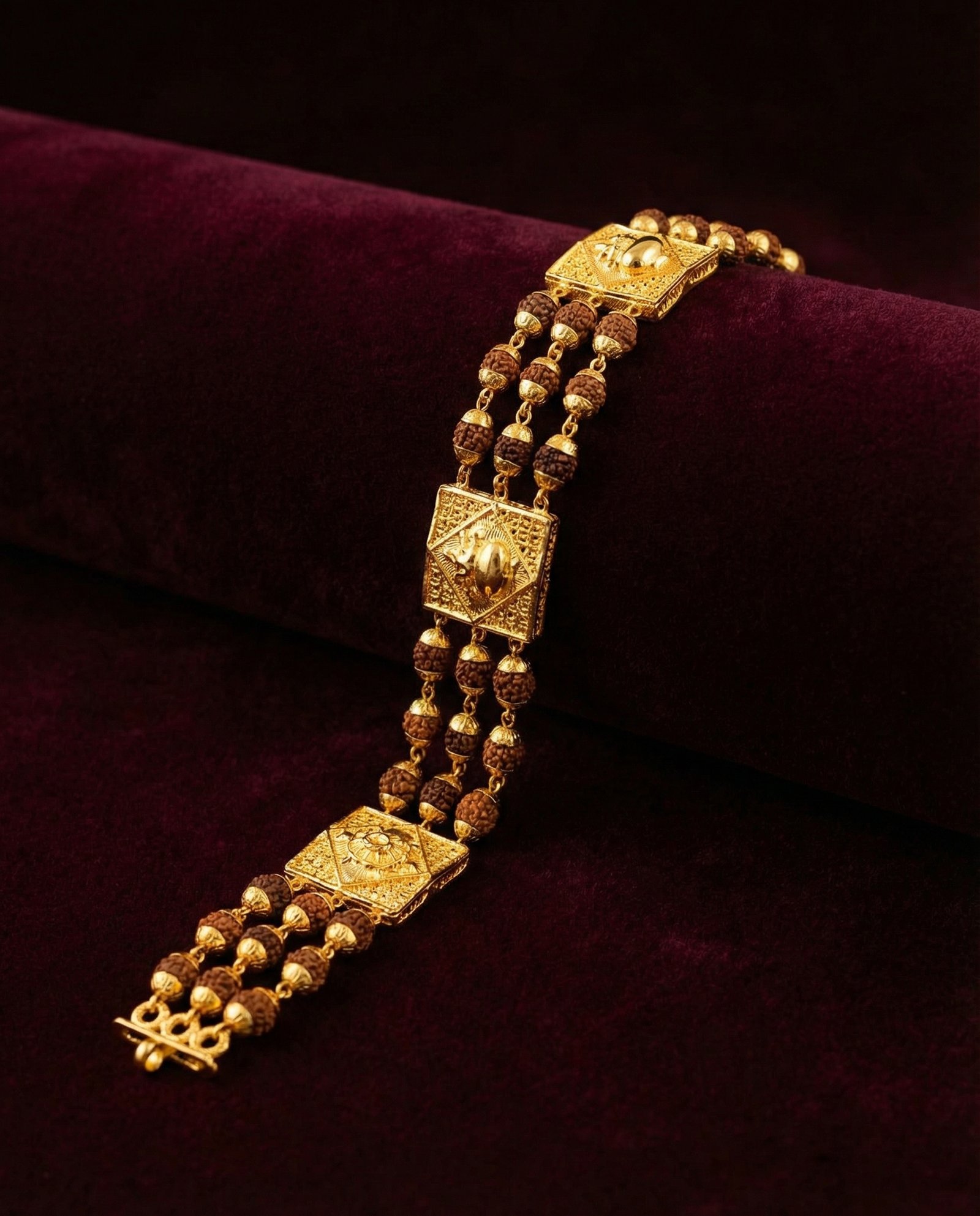 Premium Gold Finish Rudraksha Bracelet for Men - Image 3