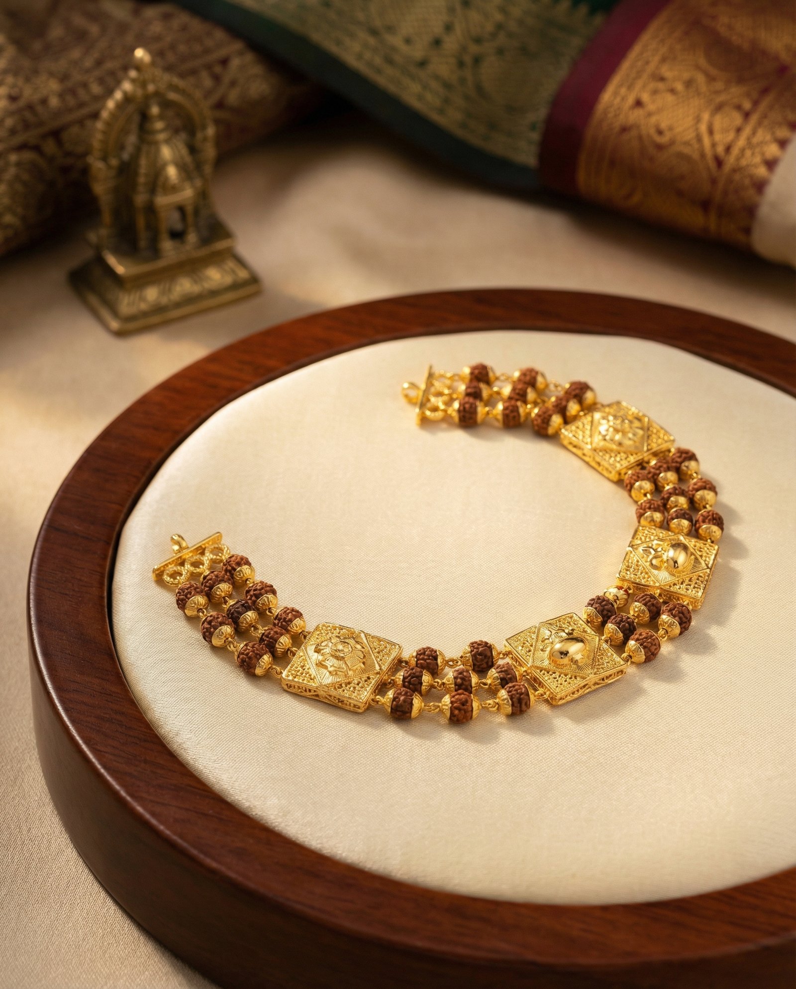 Premium Gold Finish Rudraksha Bracelet for Men - Image 2