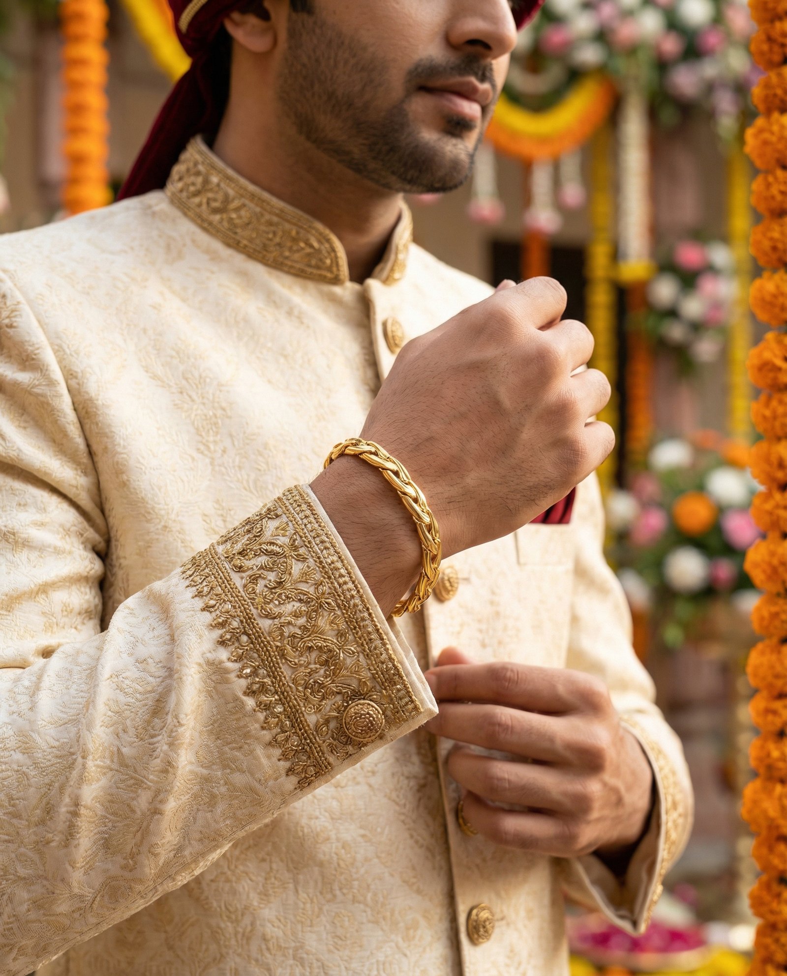 Premium Gold Finish Interlock Chain Bracelet for Men