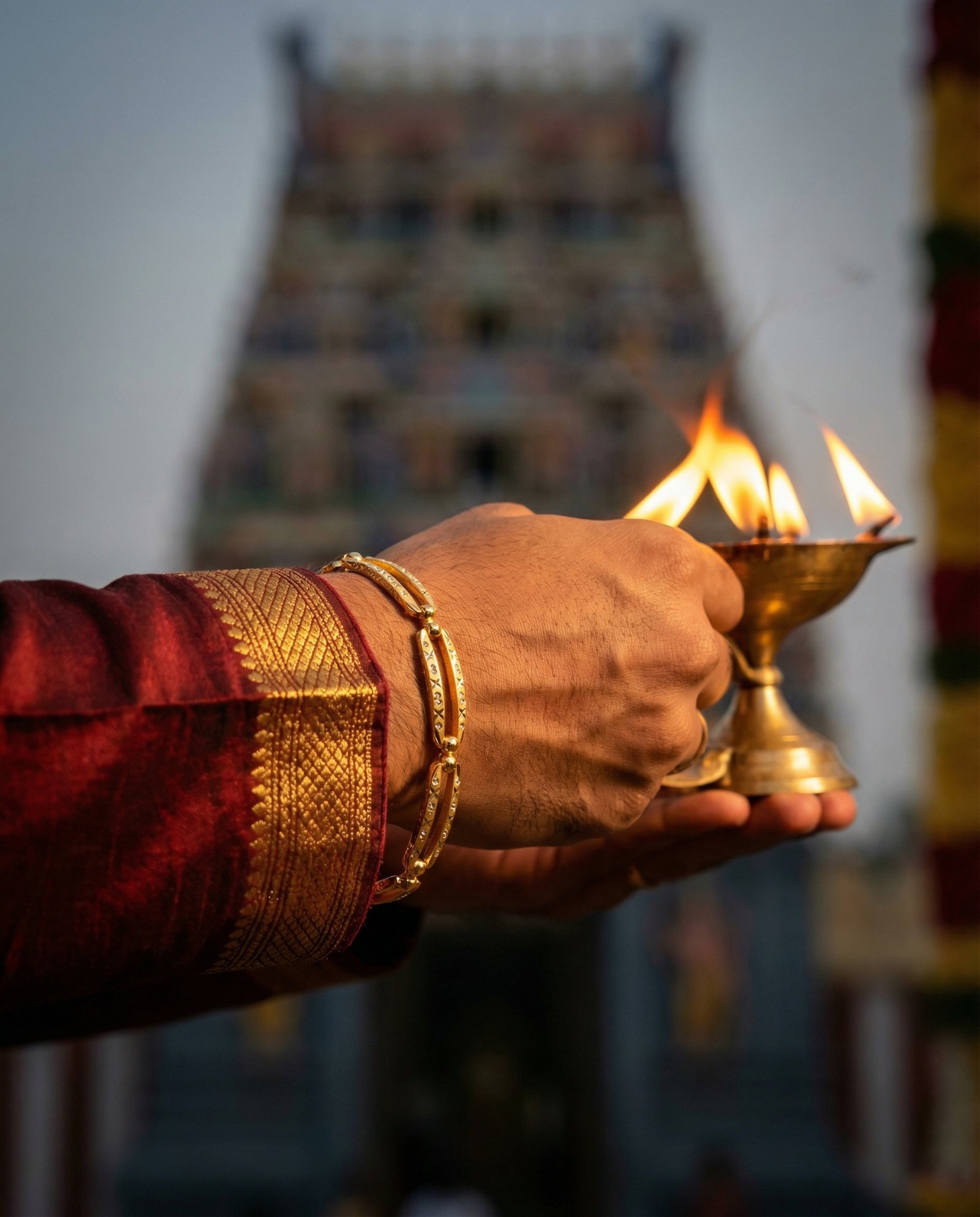 Designer Gold Finish Engraved Link Bracelet for Men