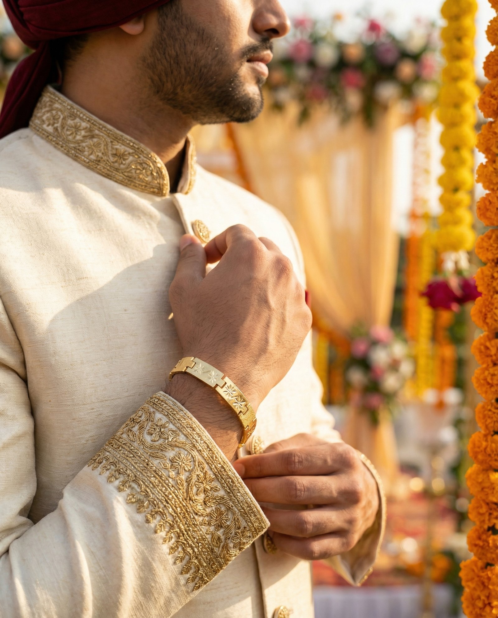 Premium Gold Finish Solid Plate Bracelet for Men