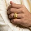 Royal Gold Finish Shield Design Ring for Men