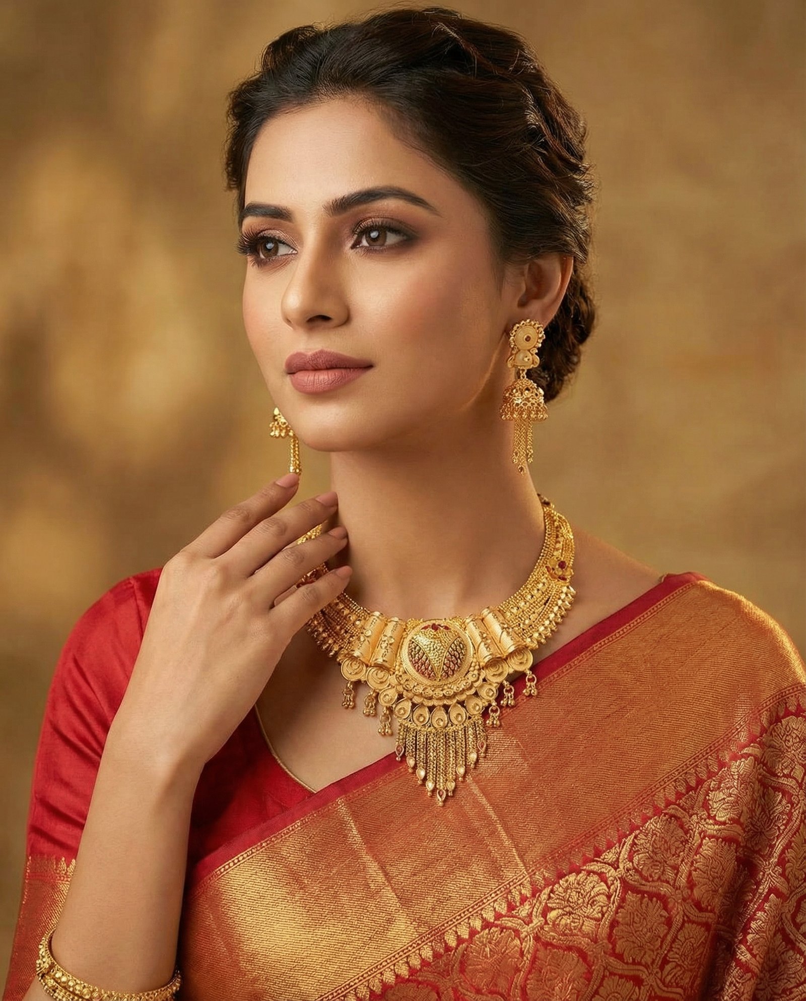 Royal Antique Gold Bridal Choker Set with Jhumka Earrings